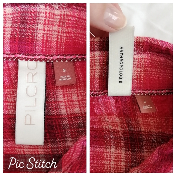 Anthropologie Pilcro Hadley Relaxed Pink Plaid Button Up Small - Picture 11 of 16